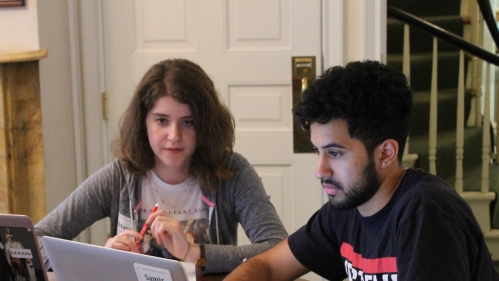 Students working on laptops