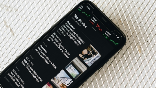 Browsing the news articles on a phone