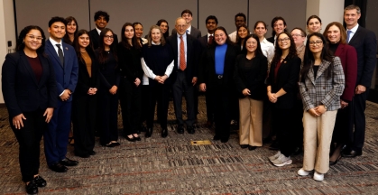 Group photo of students and supporters of the Democracy Lab